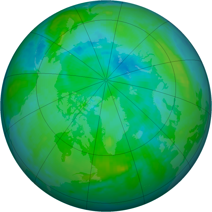 Arctic ozone map for 19 August 1997